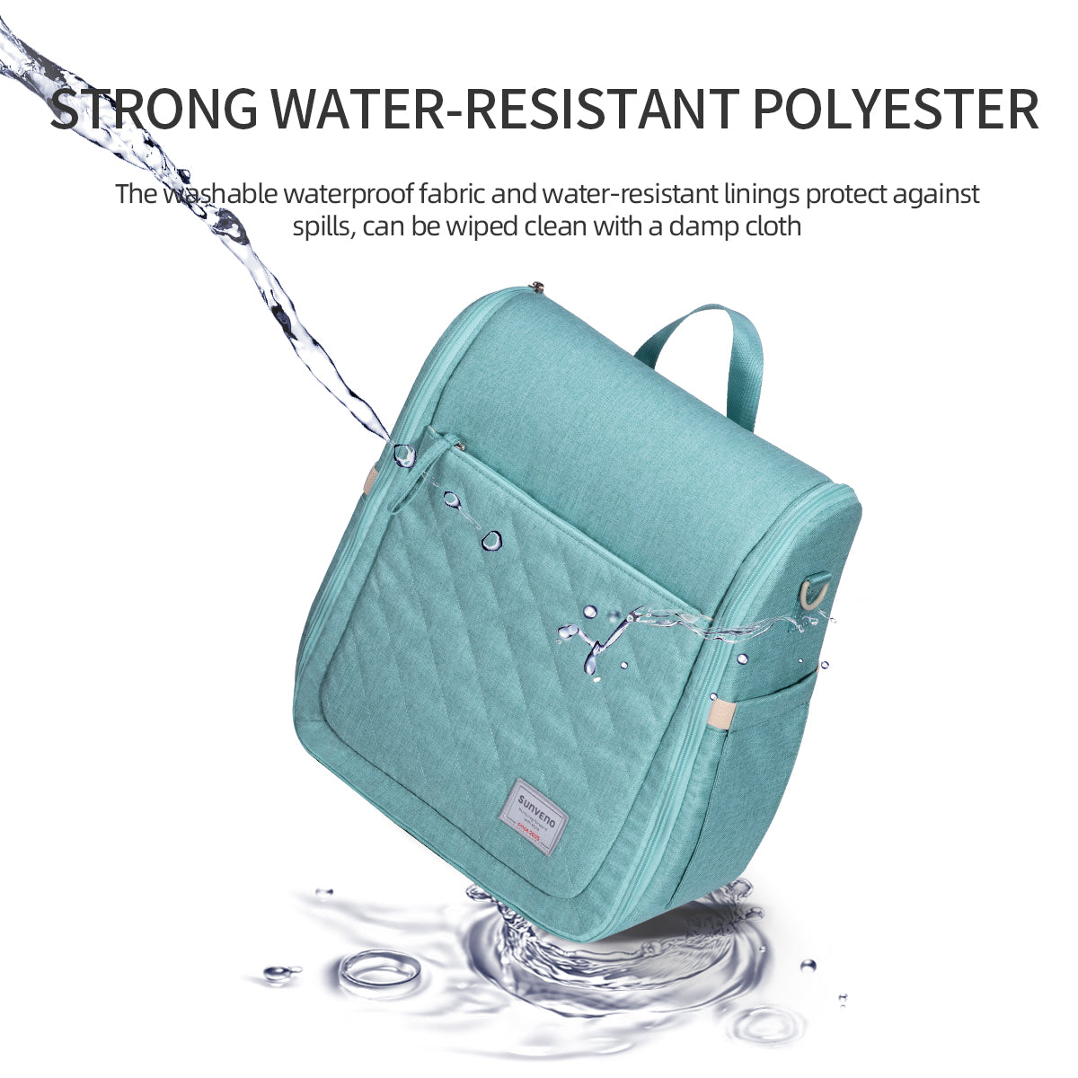 portable diaper bag backpack – packed with essential f | dropsona - neutral - close-up detail