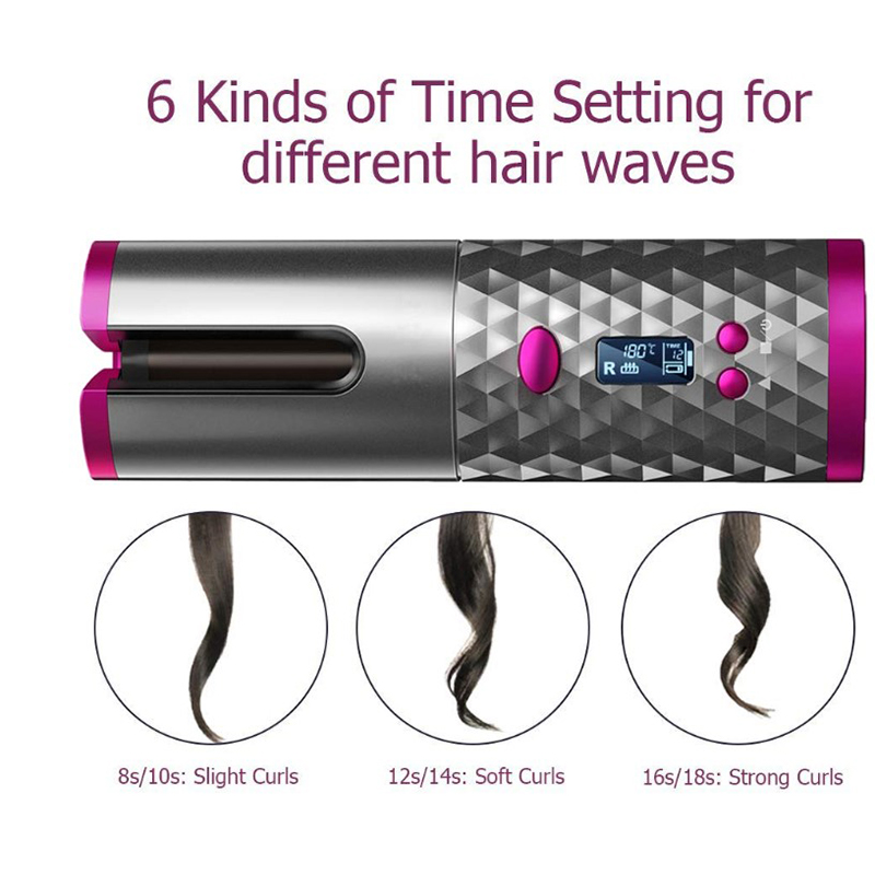 lcd display cordless hair curler rollers rotating | dropsona - neutral - material texture