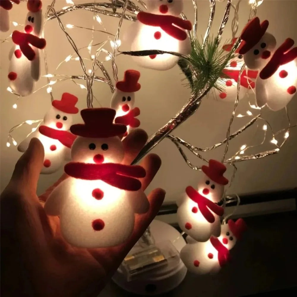 1pc 10 led plush snowman string lights, christmas | dropsona - neutral - material texture