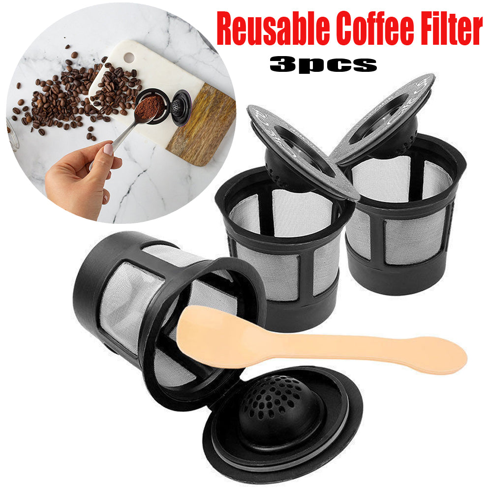 3pcs reusable coffee filter pod with spoon – save your | dropsona - neutral - size reference