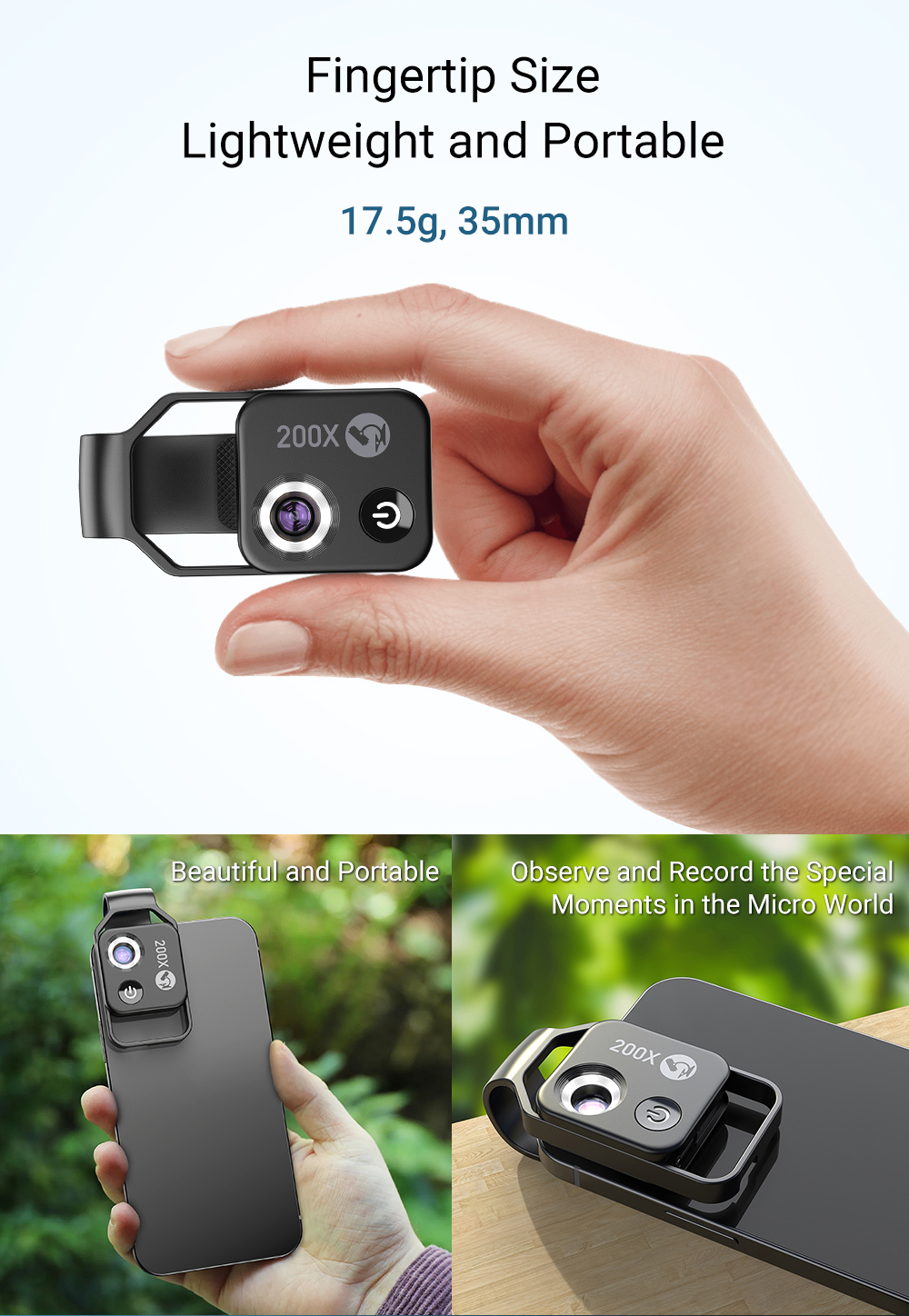 200x digital zoom lens for mobile phone iphone sam | dropsona - neutral - front view