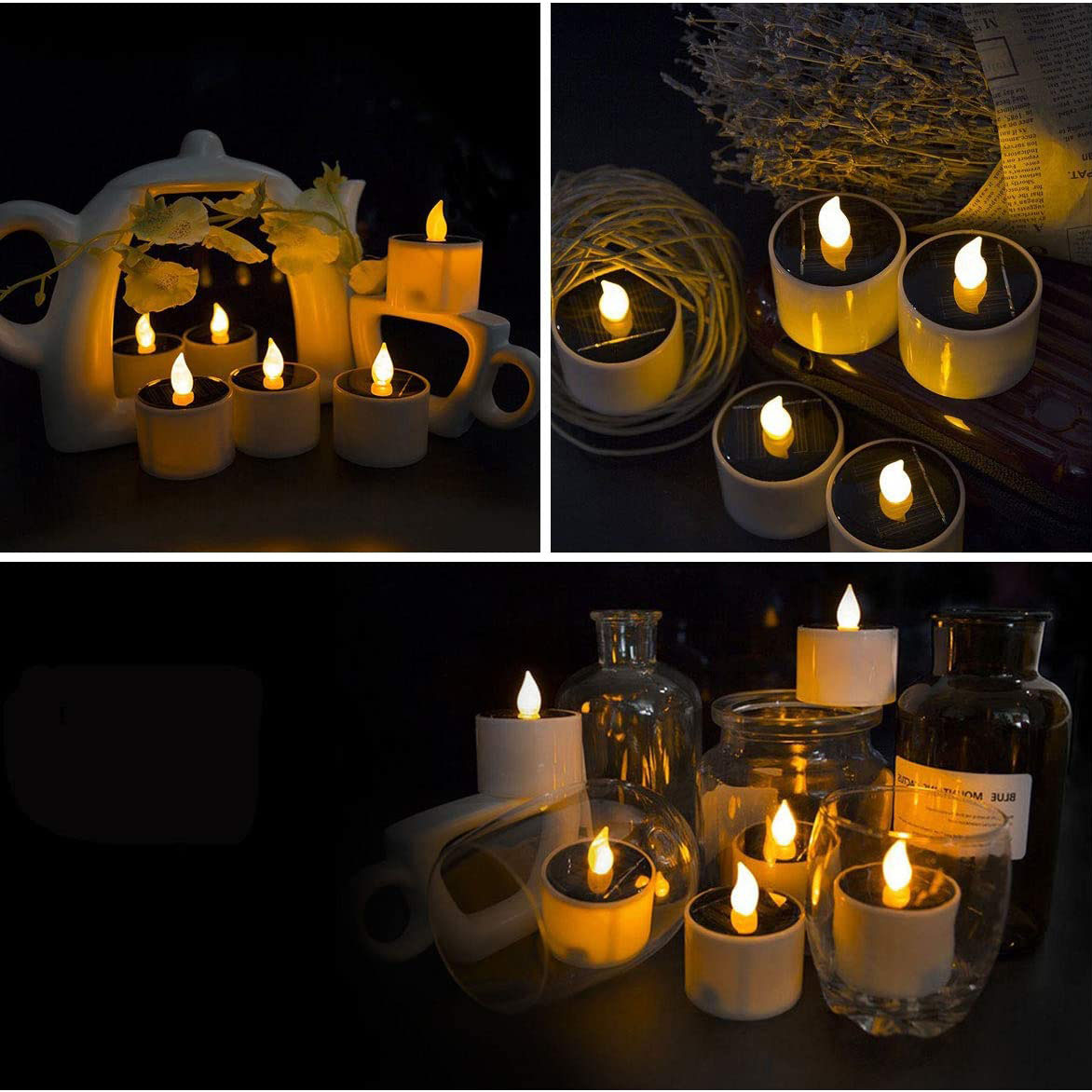 6pcs waterproof smokeless solar candles lights flame l | dropsona - neutral - material texture