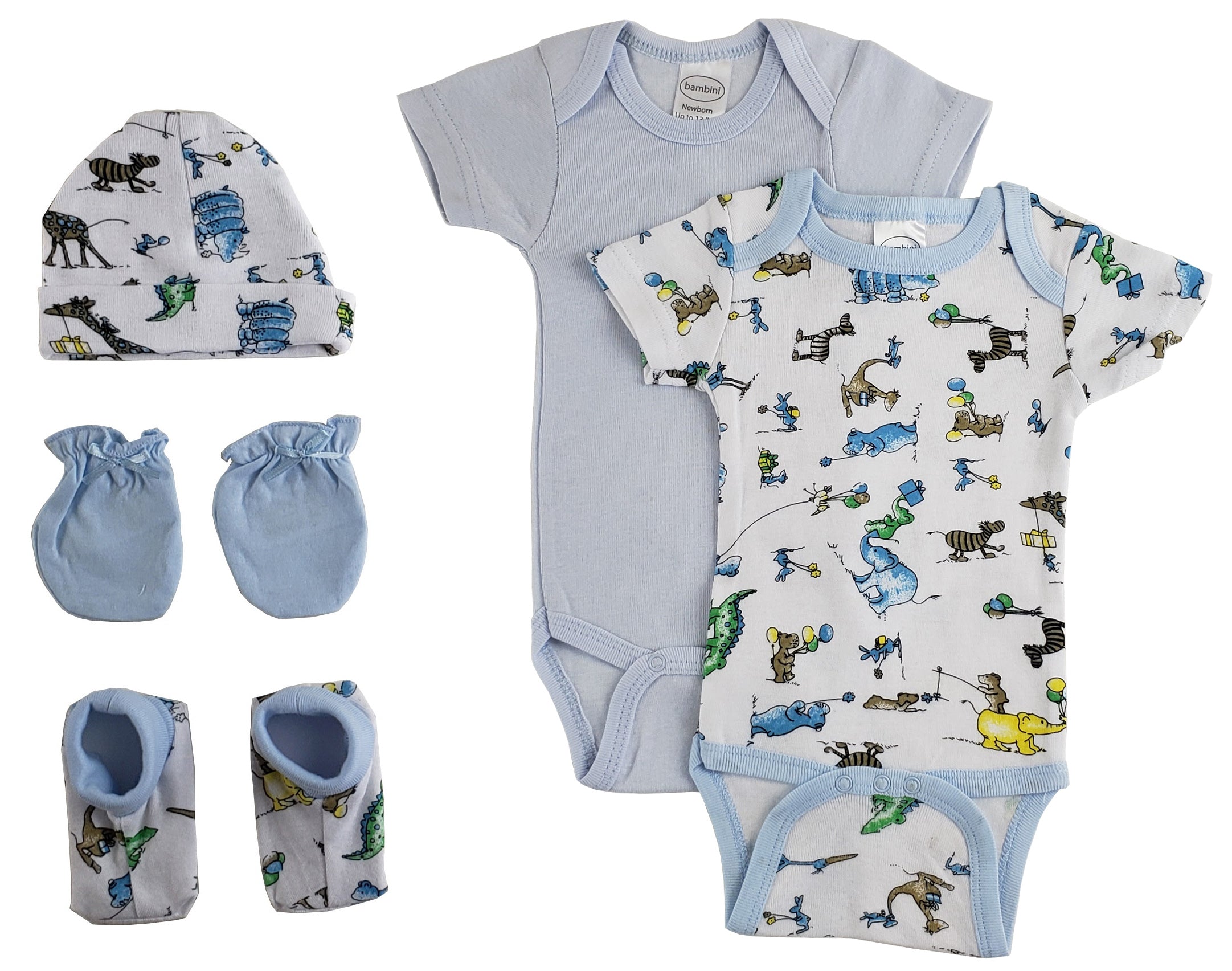 newborn baby boys 5 pc layette shower gift newbor | dropsona - neutral - front view