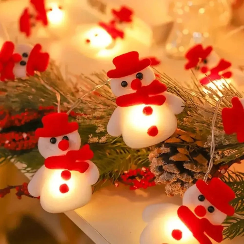 1pc 10 led plush snowman string lights, christmas | dropsona - neutral - size reference