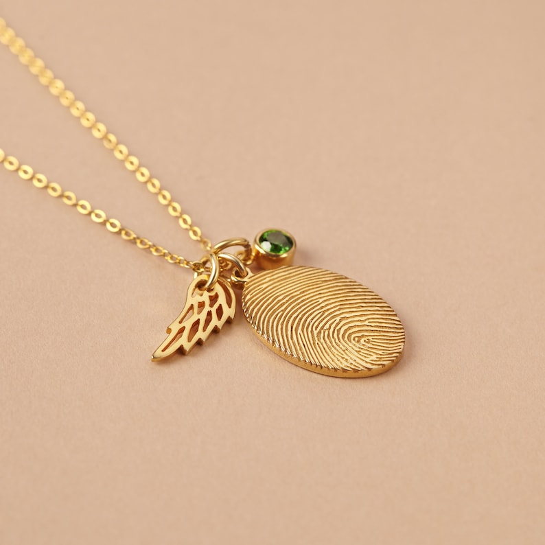 fingerprint necklace, jewelry with birthst | dropsona - neutral - size reference