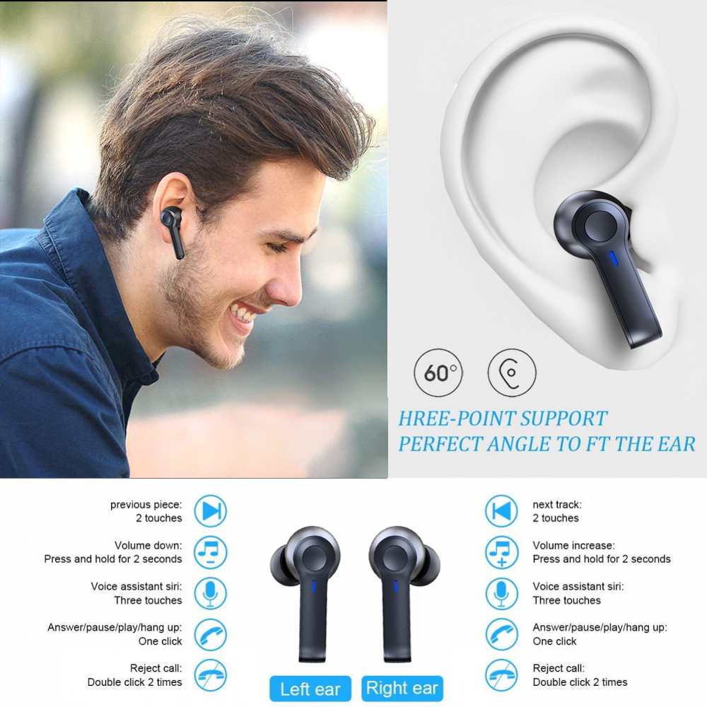led display wireless earbuds tws 5.0 bluetooth earphon | dropsona - neutral - usage example