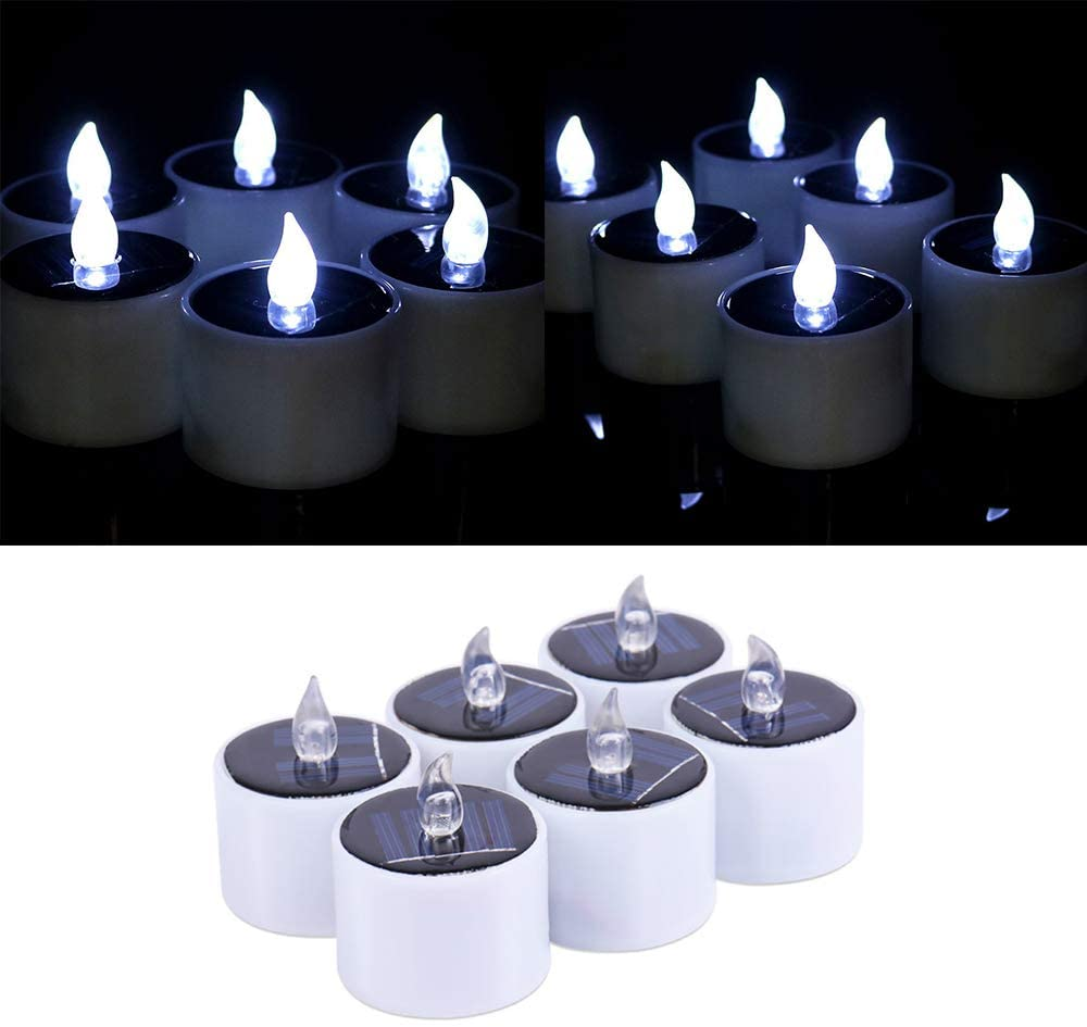 6pcs waterproof smokeless solar candles lights flame l | dropsona - neutral - front view