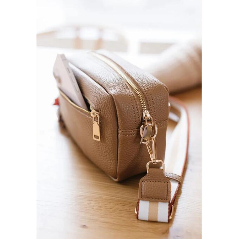 crossbody bag for women genuine leather wide strap sho | dropsona - neutral - material texture