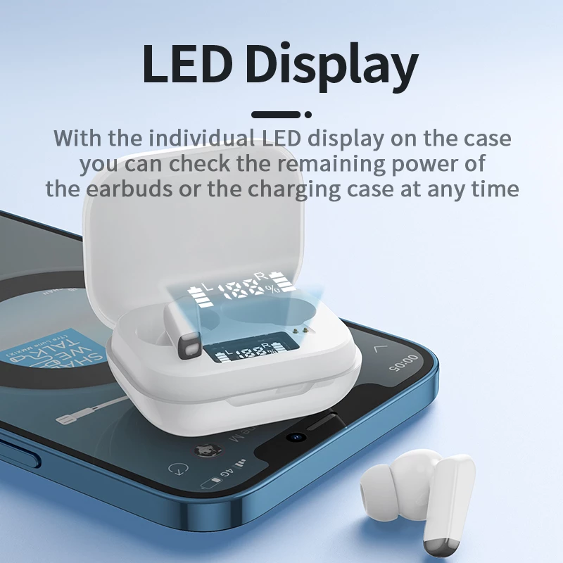 led display tap control true wireless earphones blueto | dropsona - neutral - close-up detail
