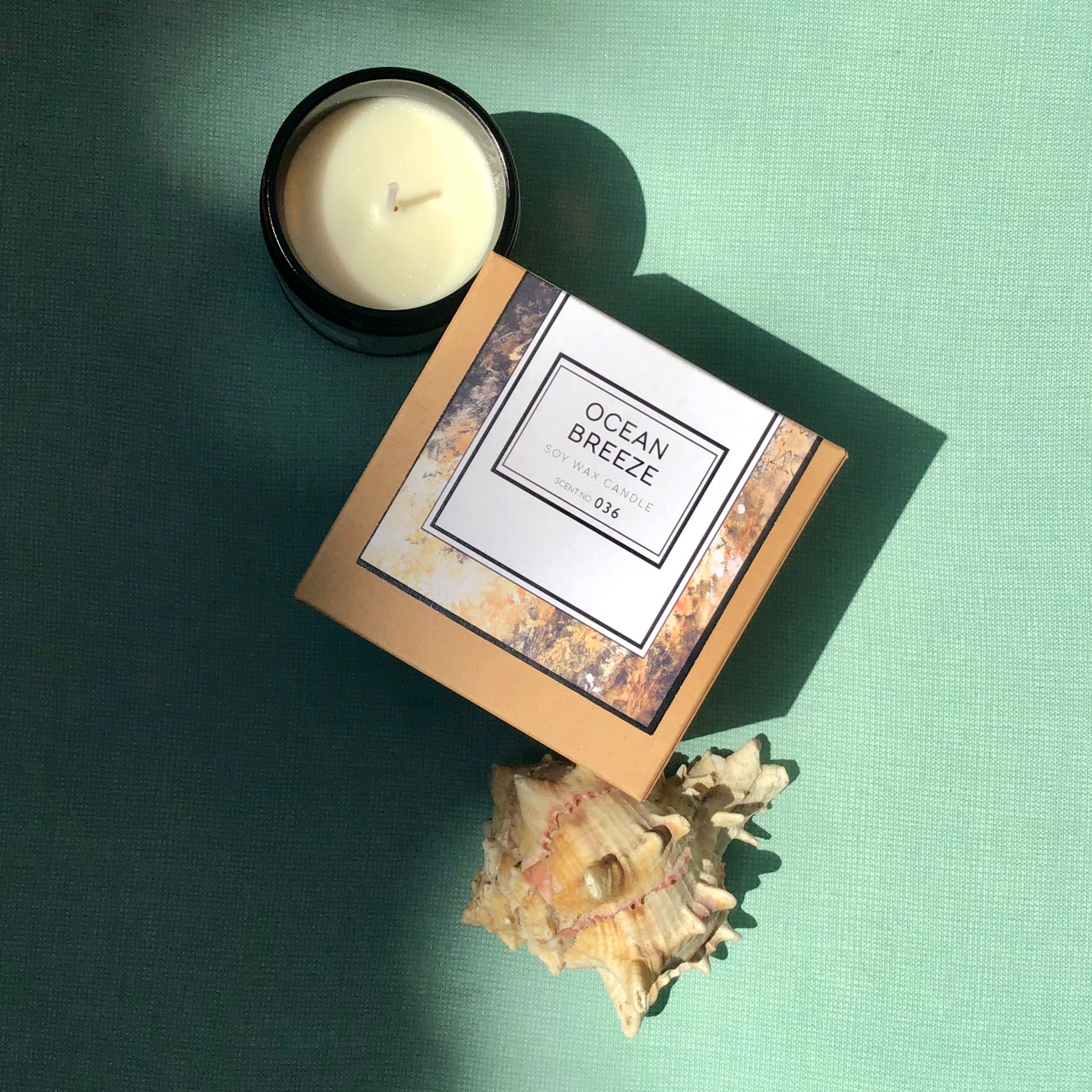 ocean breeze scented soy wax candle – sce | dropsona - neutral - front view