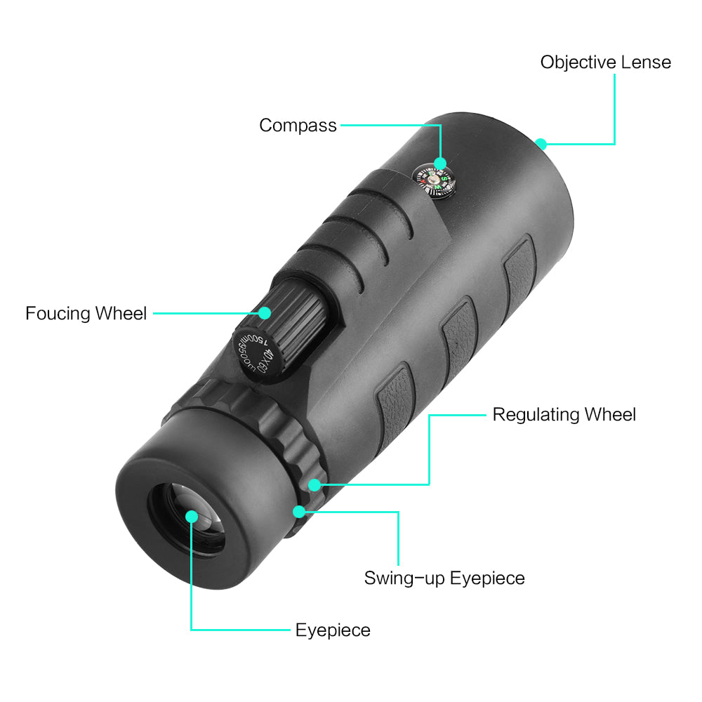 10x hd optical monocular telescope with phone clip – 2 | dropsona - neutral - front view