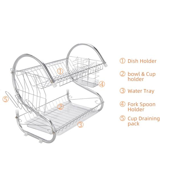 2 layers dish organizer storage bowls shelf for home | dropsona - neutral - close-up detail