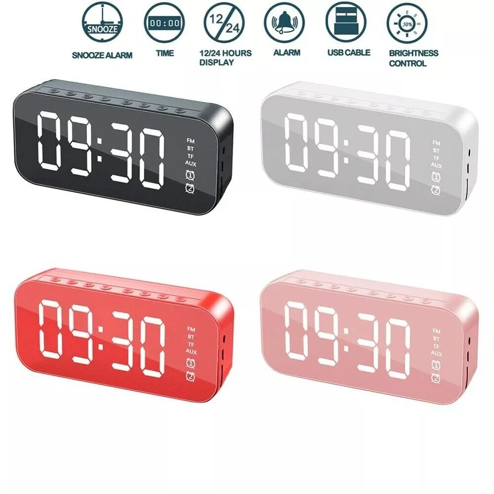 led display alarm clock wireless bluetooth speakers | dropsona - neutral - size reference