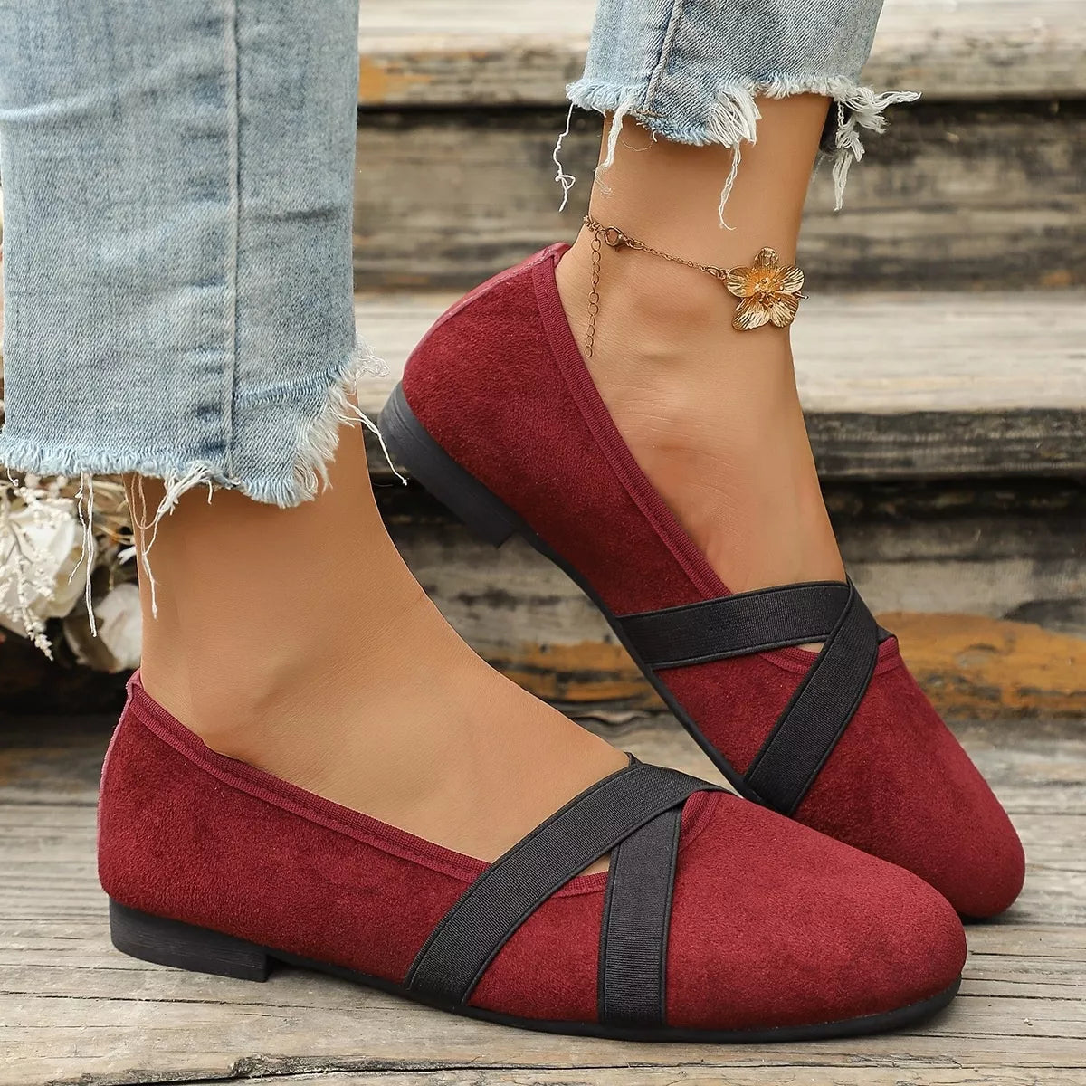 suede cross-strap slip-on loafers – dear monkey | dropsona - neutral - everyday use