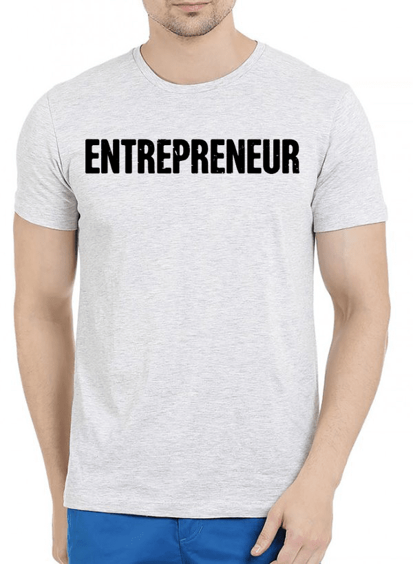 entrepreneur half sleeves melange t-shirt – shop onlin | dropsona - neutral - front view