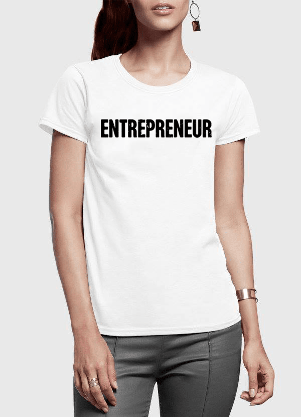 entrepreneur half sleeves women t-shirt – shop online | dropsona - neutral - close-up detail