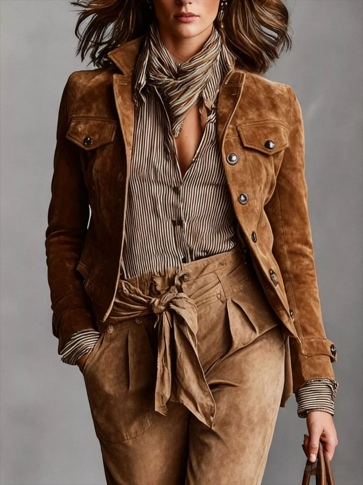 full size suede utility blazer with button-front | dropsona - neutral - everyday use