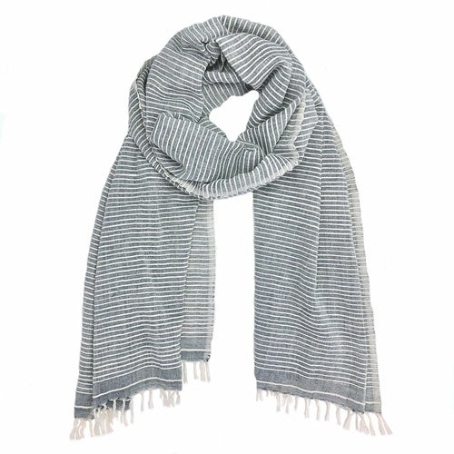 ethiopian stripe wrap scarf – this oversized, unisex s | dropsona - neutral - front view