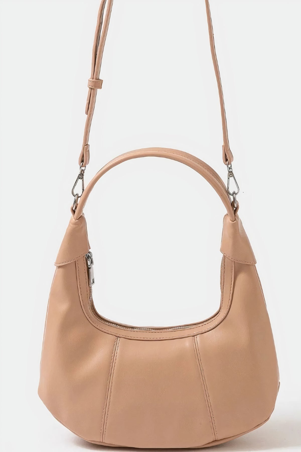 fame faux leather round multi panel hand bag - everyday wear