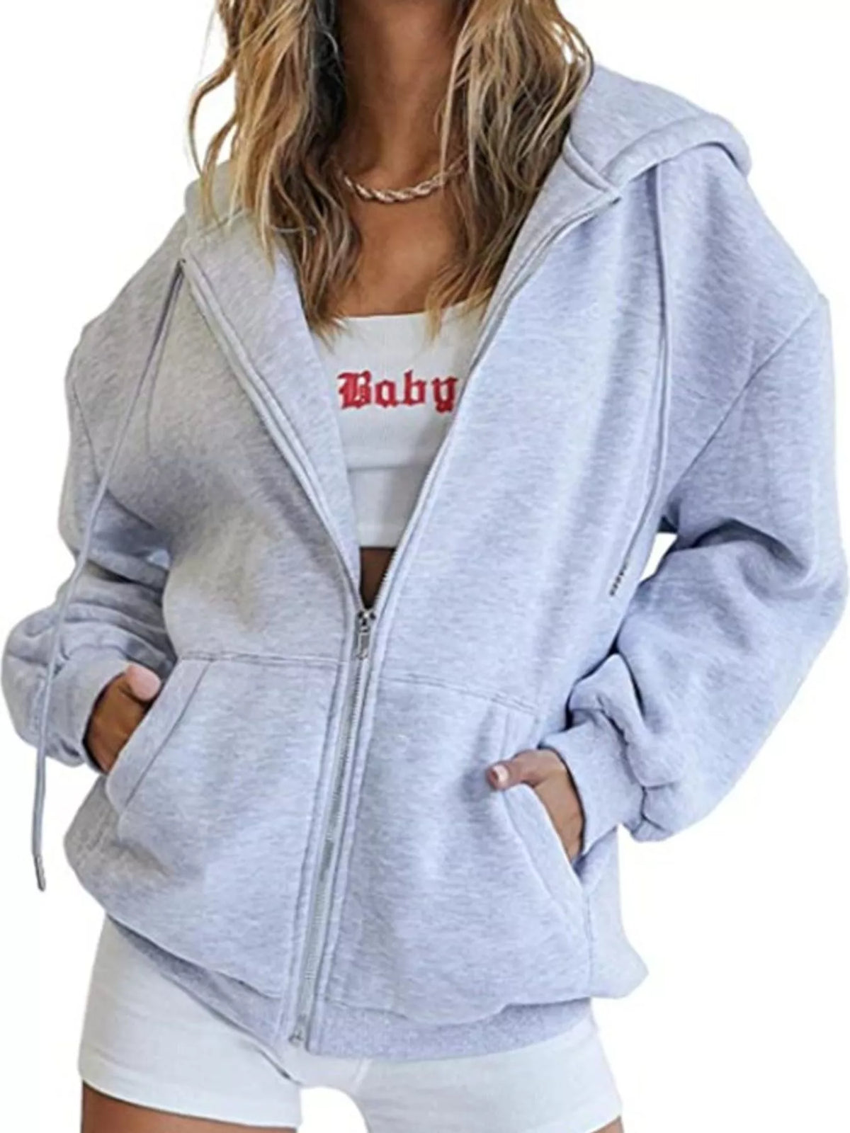 full size oversized zip-up hoodie plus | dropsona - neutral - everyday use