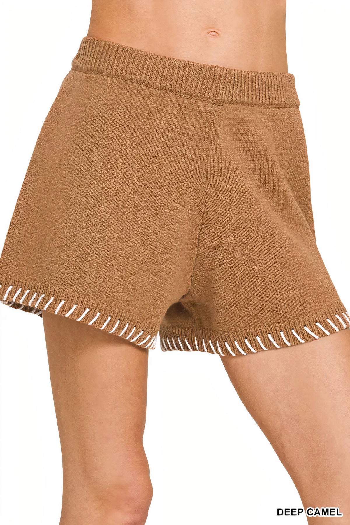 zenana stitch detailed sweater shorts - everyday wear