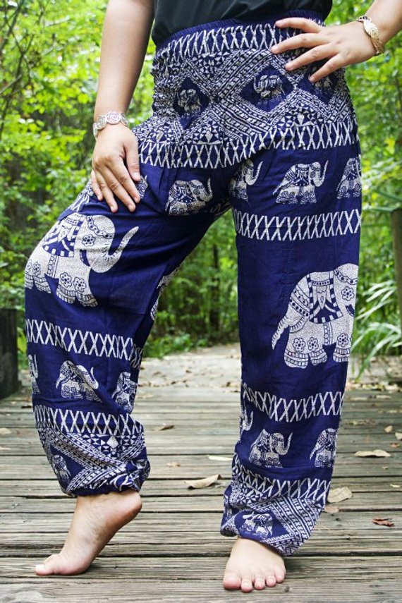 blue elephant pants women boho hippie yoga | dropsona - neutral - everyday use