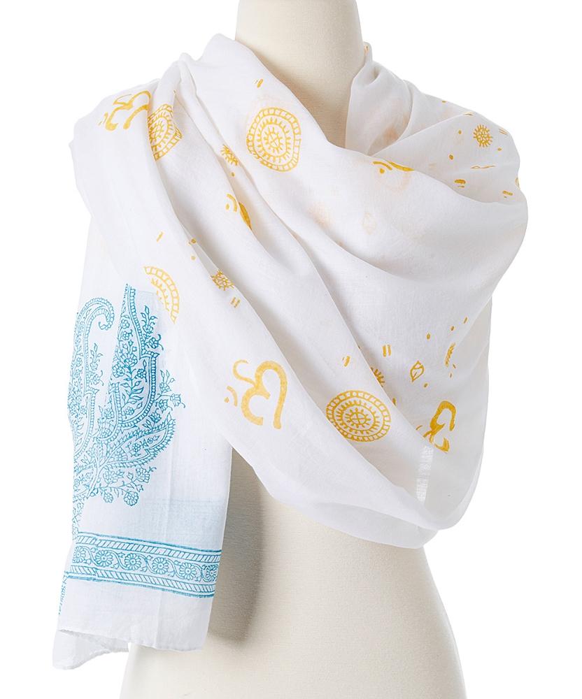 omsutra shanti paisley shawl – wrap yourself beautiful | dropsona - neutral - close-up detail