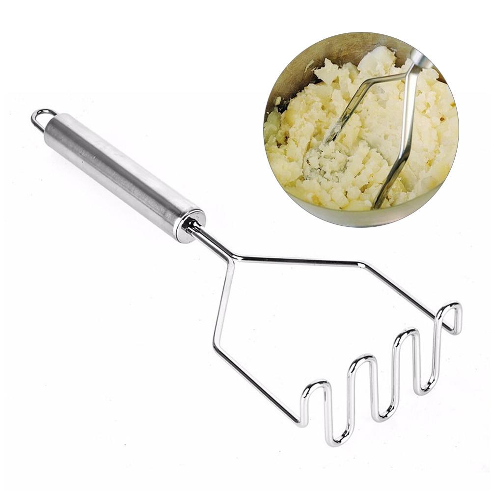 premium stainless steel durable potato and food masher | dropsona - neutral - close-up detail