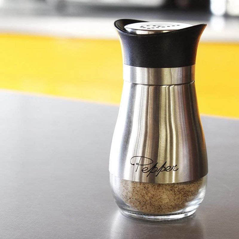 salt and pepper shakers stainless steel glass set bpa | dropsona - neutral - material texture