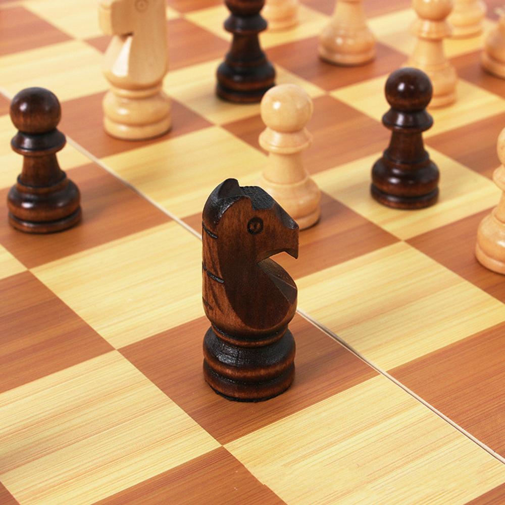 foldable wooden chess set board game – whether its a g | dropsona - neutral - close-up detail