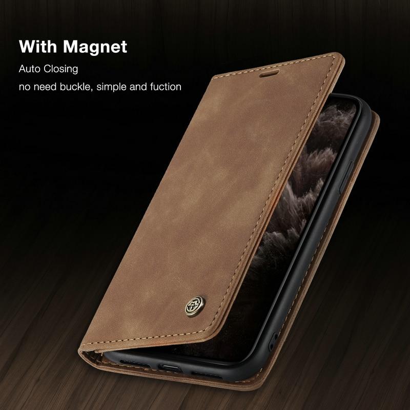 luxury magnetic flip wallet case for iphone 7, 8, x, 1 | dropsona - neutral - front view