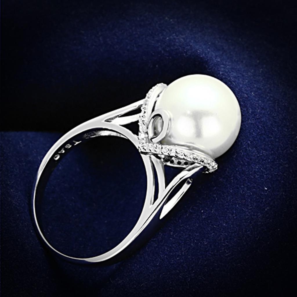 ts154 - rhodium 925 sterling silver ring with syntheti | dropsona - neutral - everyday use