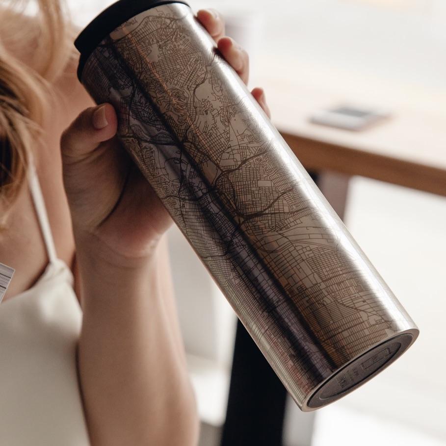 zion national park - utah map tumbler – custom engrave | dropsona - neutral - material texture