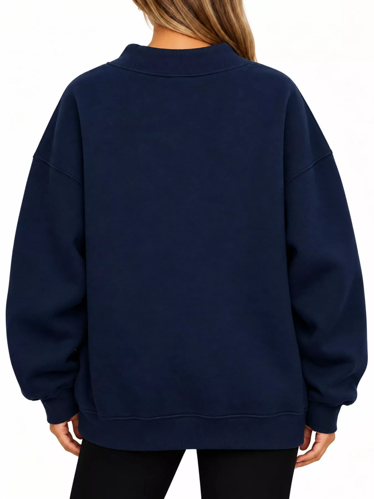 oversized mock neck long sleeve sweatshirt | dropsona - neutral - close-up detail