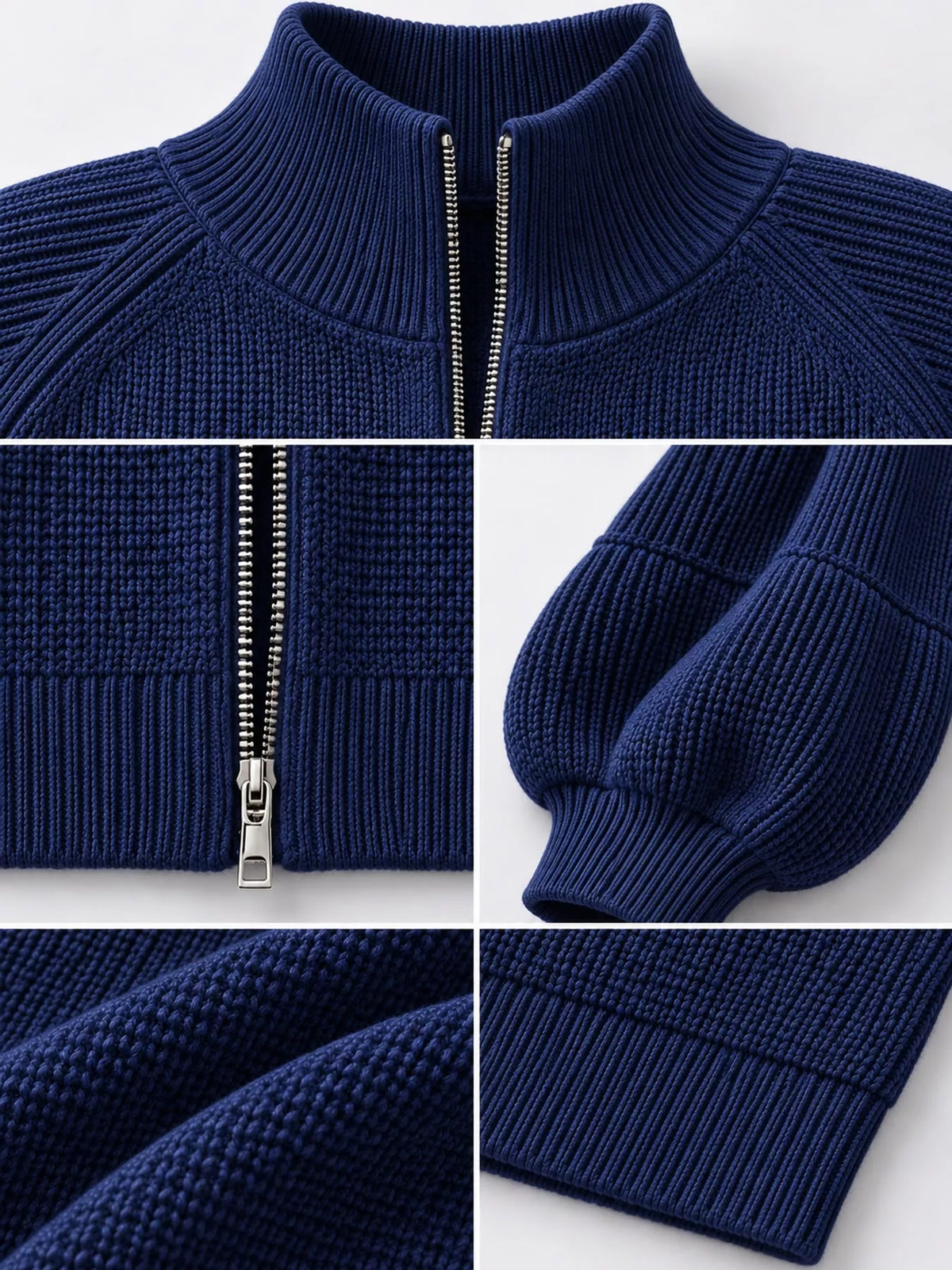full size elegant ribbed knit zip-up cardigan with | dropsona - neutral - usage example