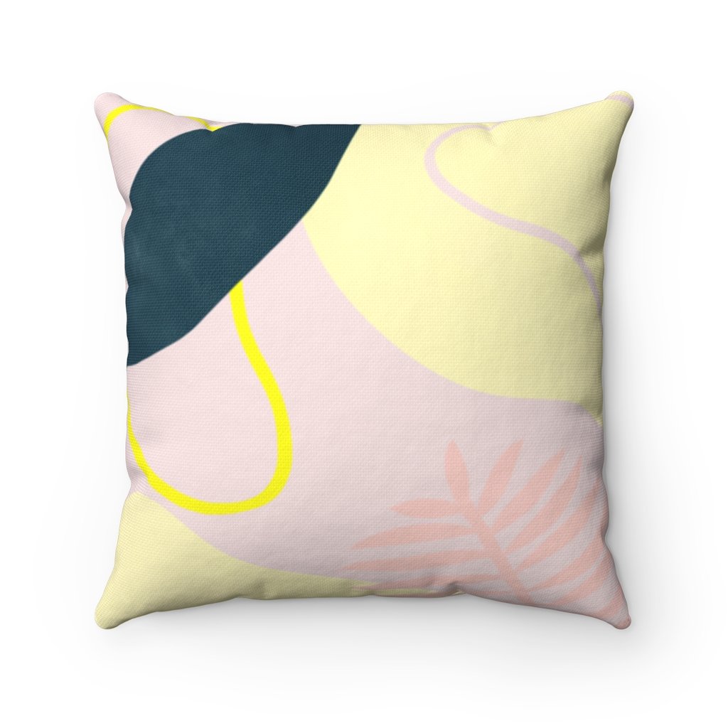 summary green leaf square pillow home decoration accen | dropsona - neutral - front view