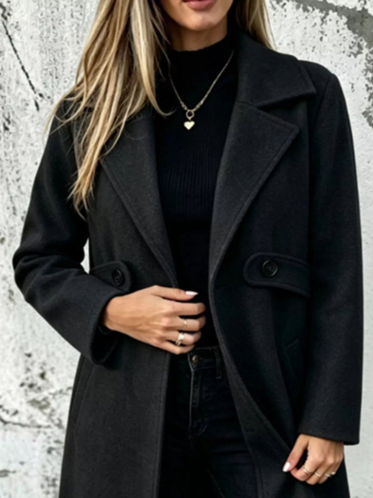 full size lapel collar longline overcoat plus | dropsona - neutral - usage example