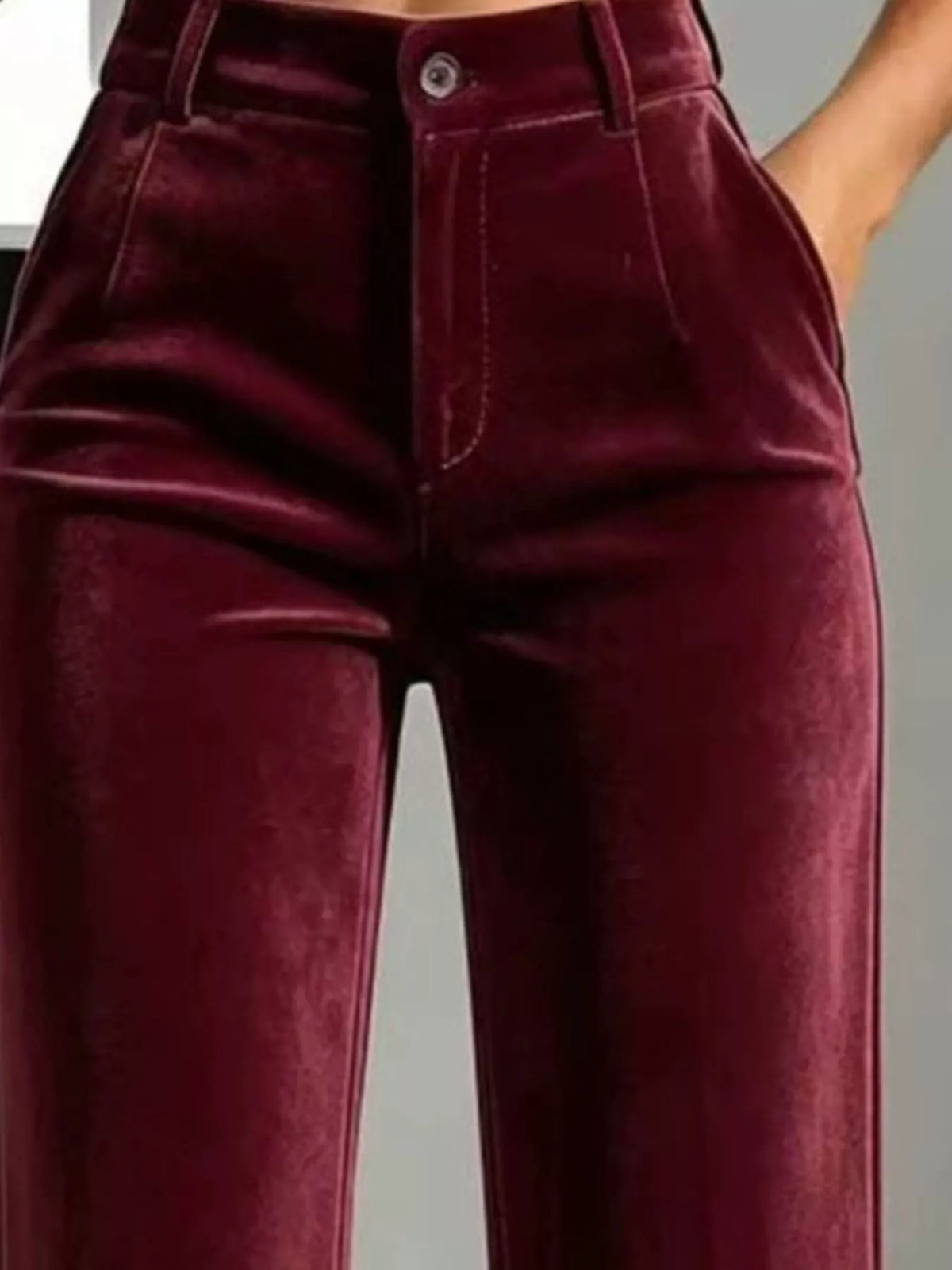 full size high-waisted velvet pants plus | dropsona - neutral - usage example