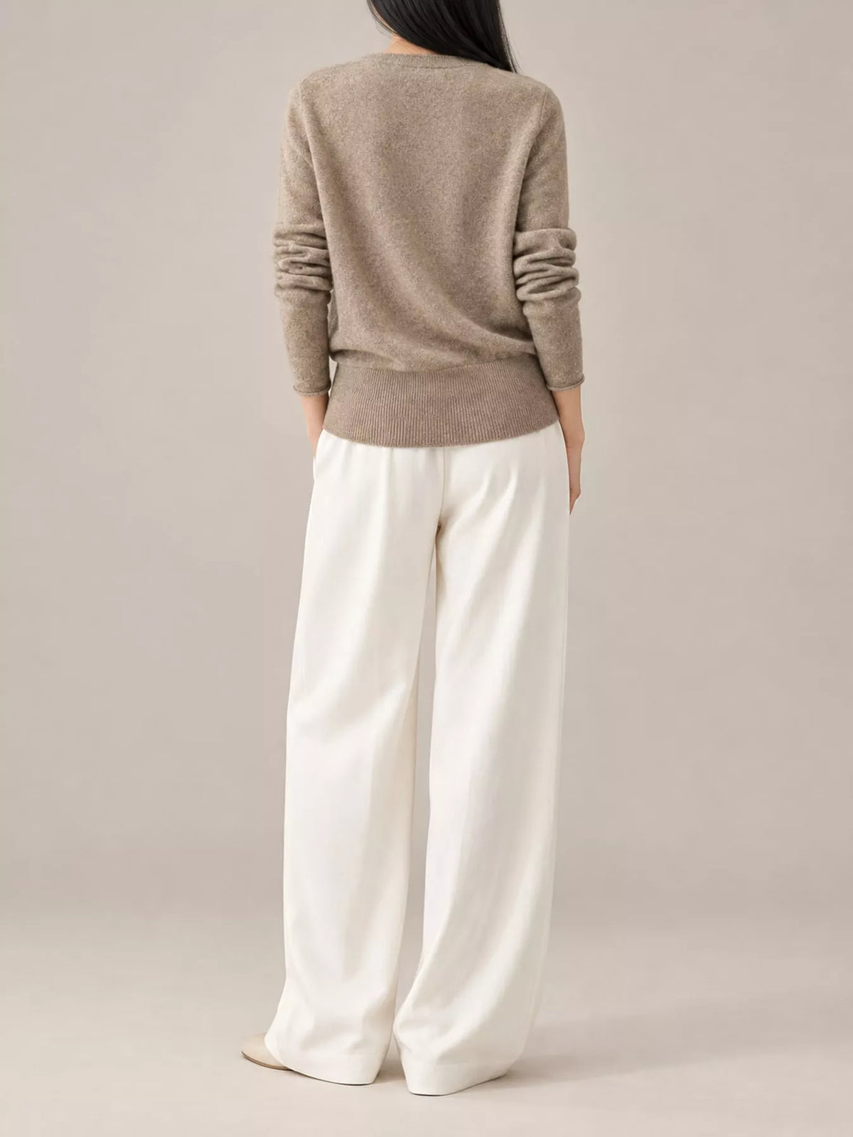 wrap-front long sleeve sweater – crisscross,ribbed fit | dropsona - neutral - usage example
