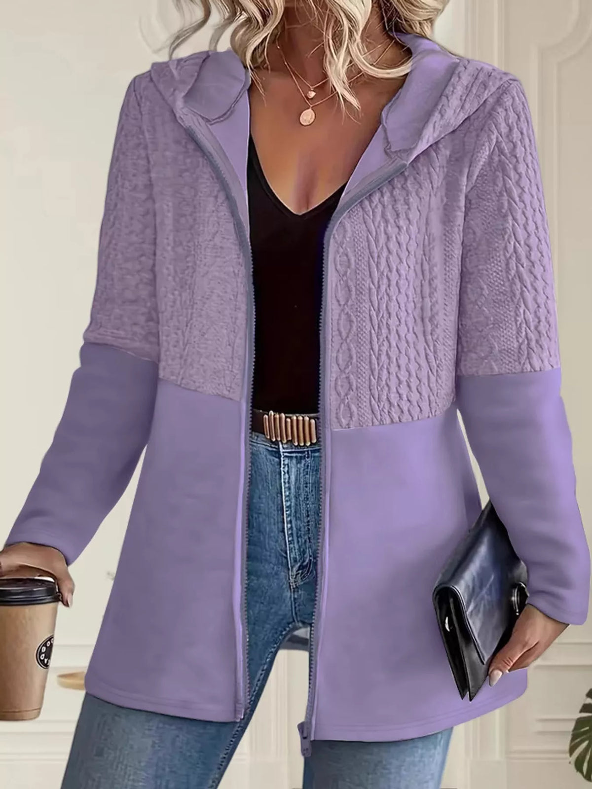 full size hooded zip-up jacket plus | dropsona - neutral - usage example