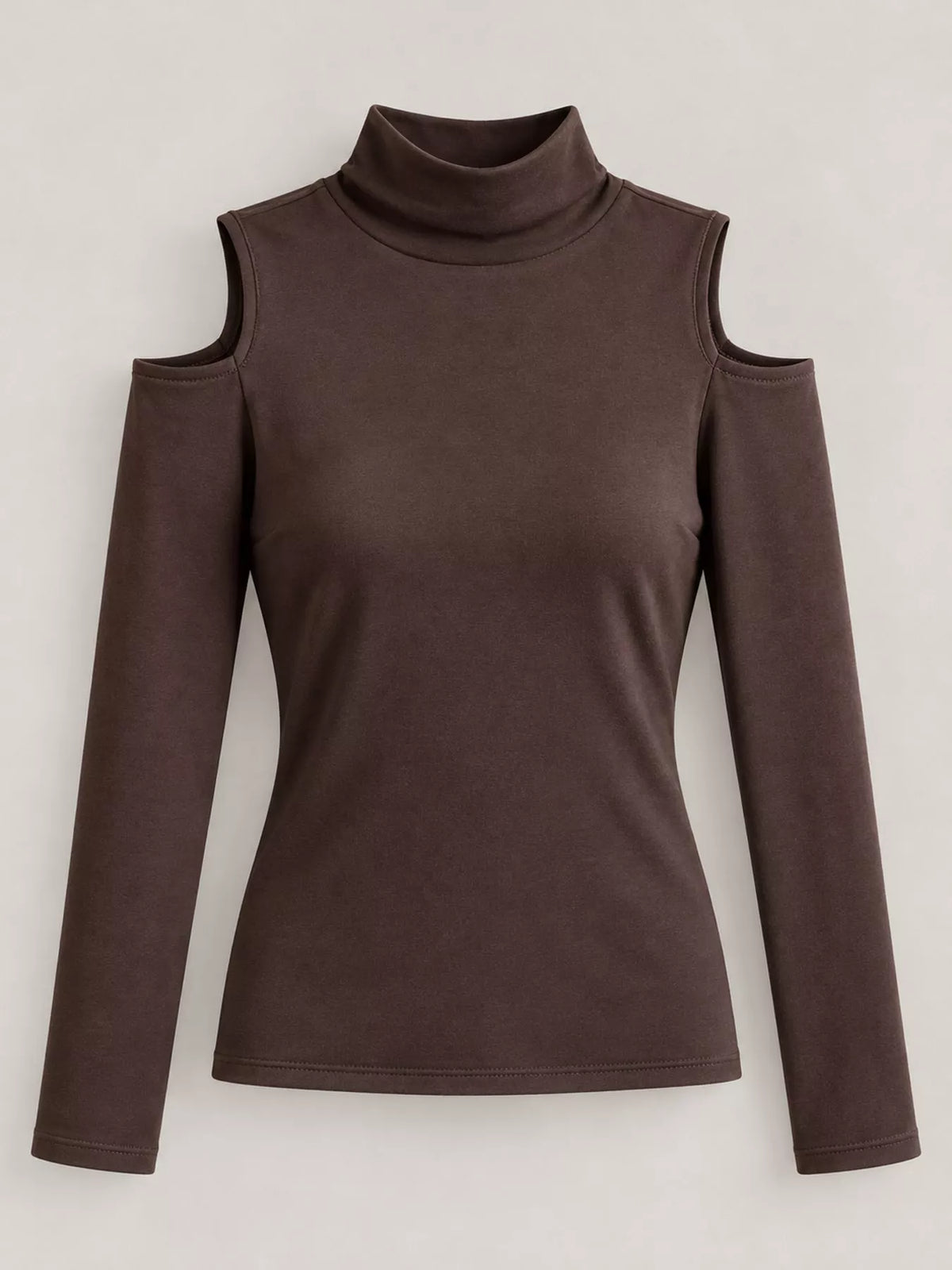mock neck cold-shoulder slim-fit t-shirt | dropsona - neutral - size reference