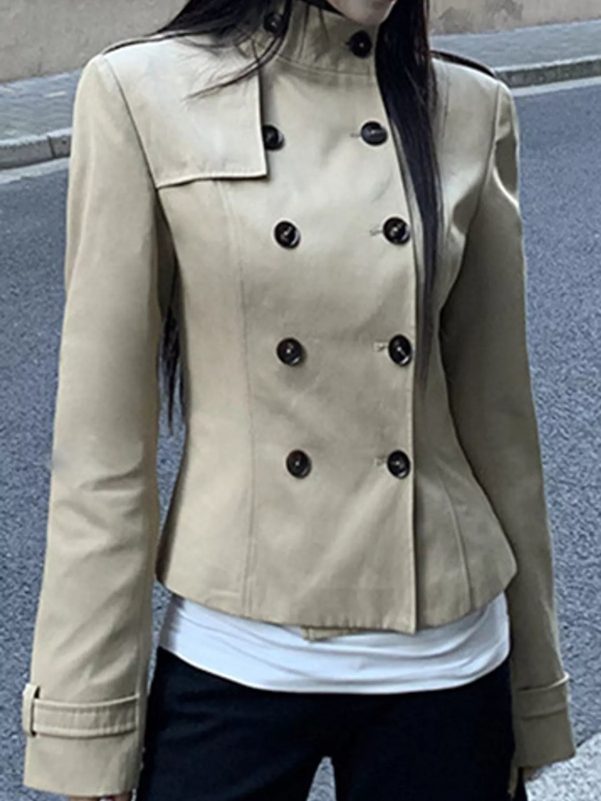 double-breasted slim-fit jacket – fit | dropsona - neutral - front view