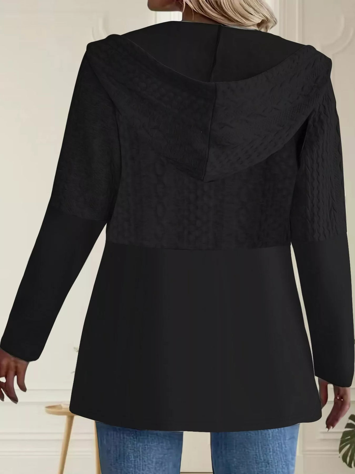 full size textured hooded zip-up jacket plus | dropsona - neutral - usage example
