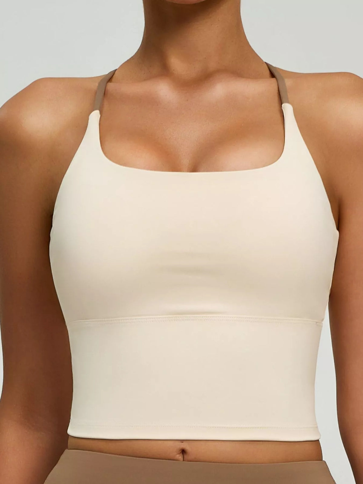 criss-cross back active bra | dropsona - neutral - size reference