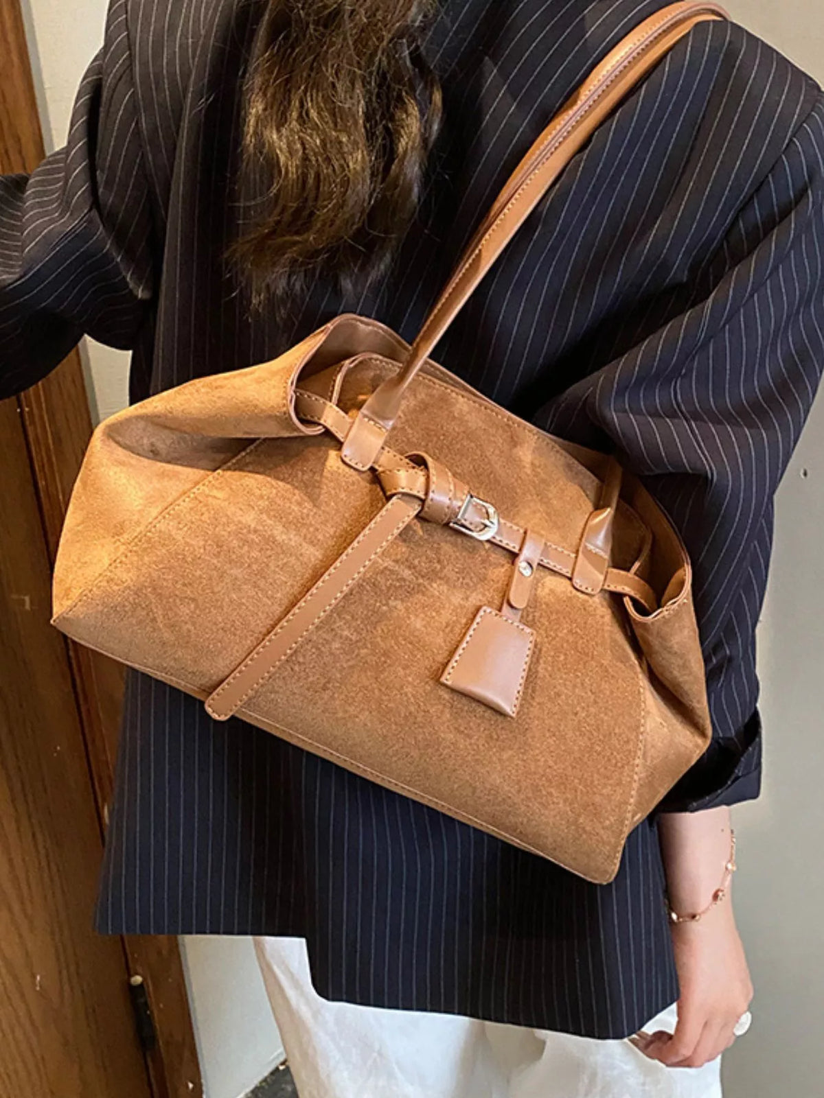 buckle detail shoulder bag – stylish sling | dropsona - neutral - size reference