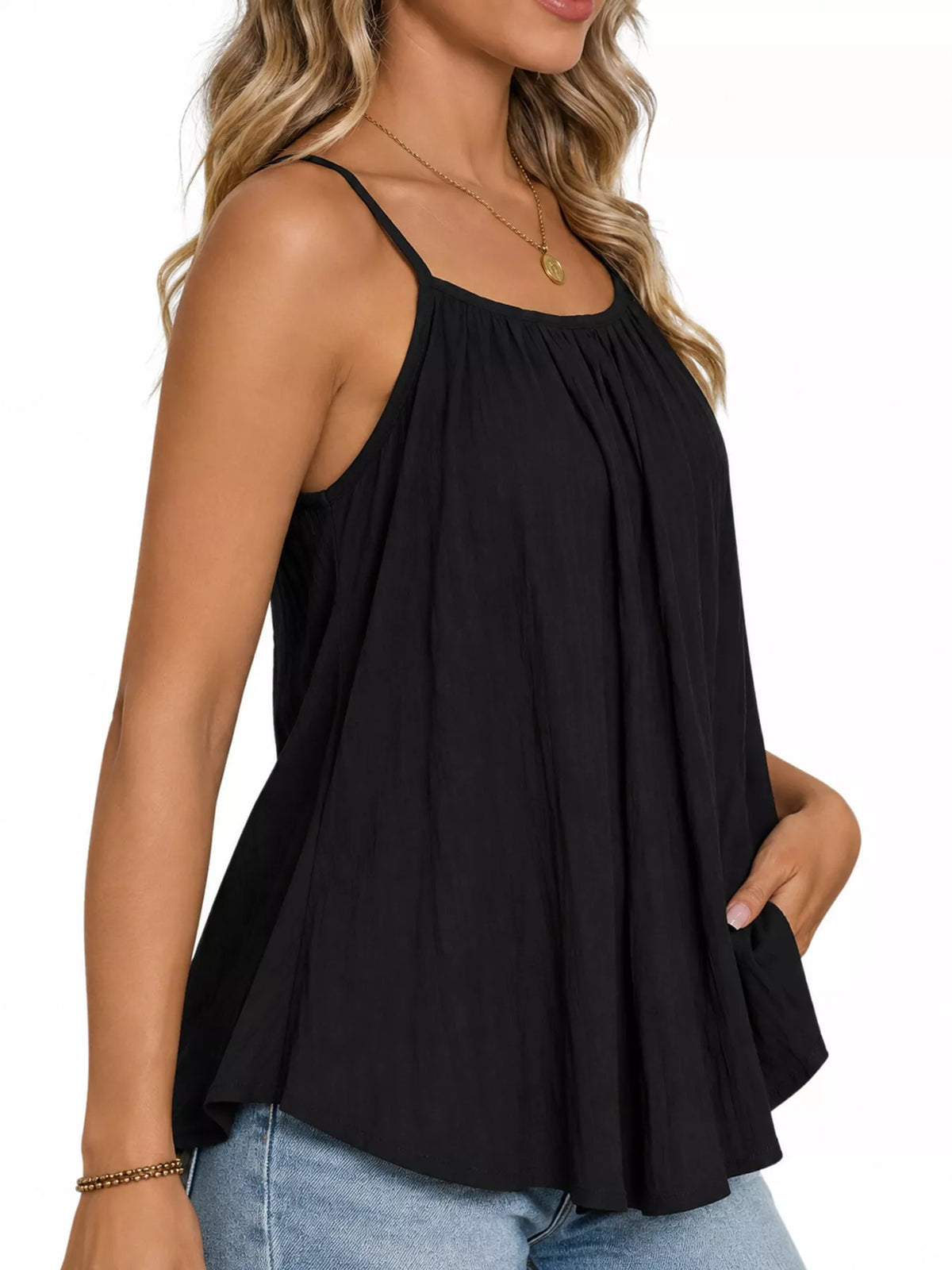 casual textured cami – pleated,backless fit | dropsona - neutral - size reference