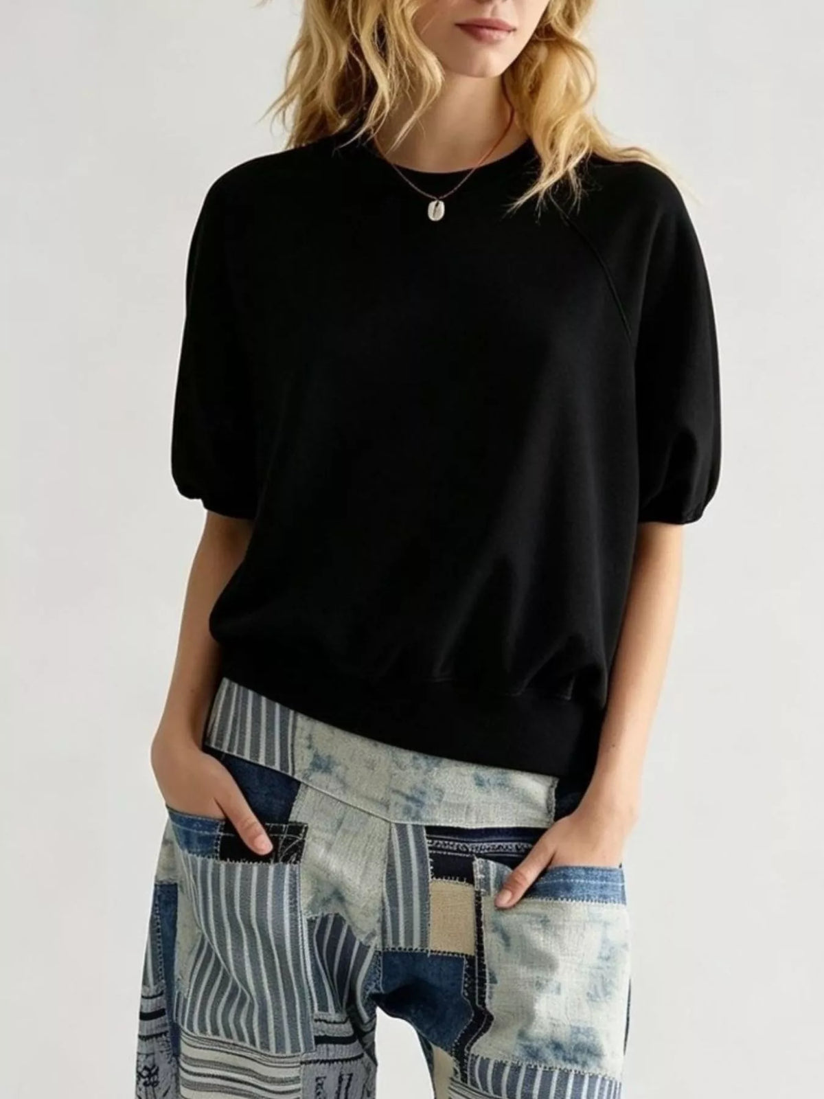 full size raglan short-sleeve sweatshirt plus | dropsona - neutral - size reference