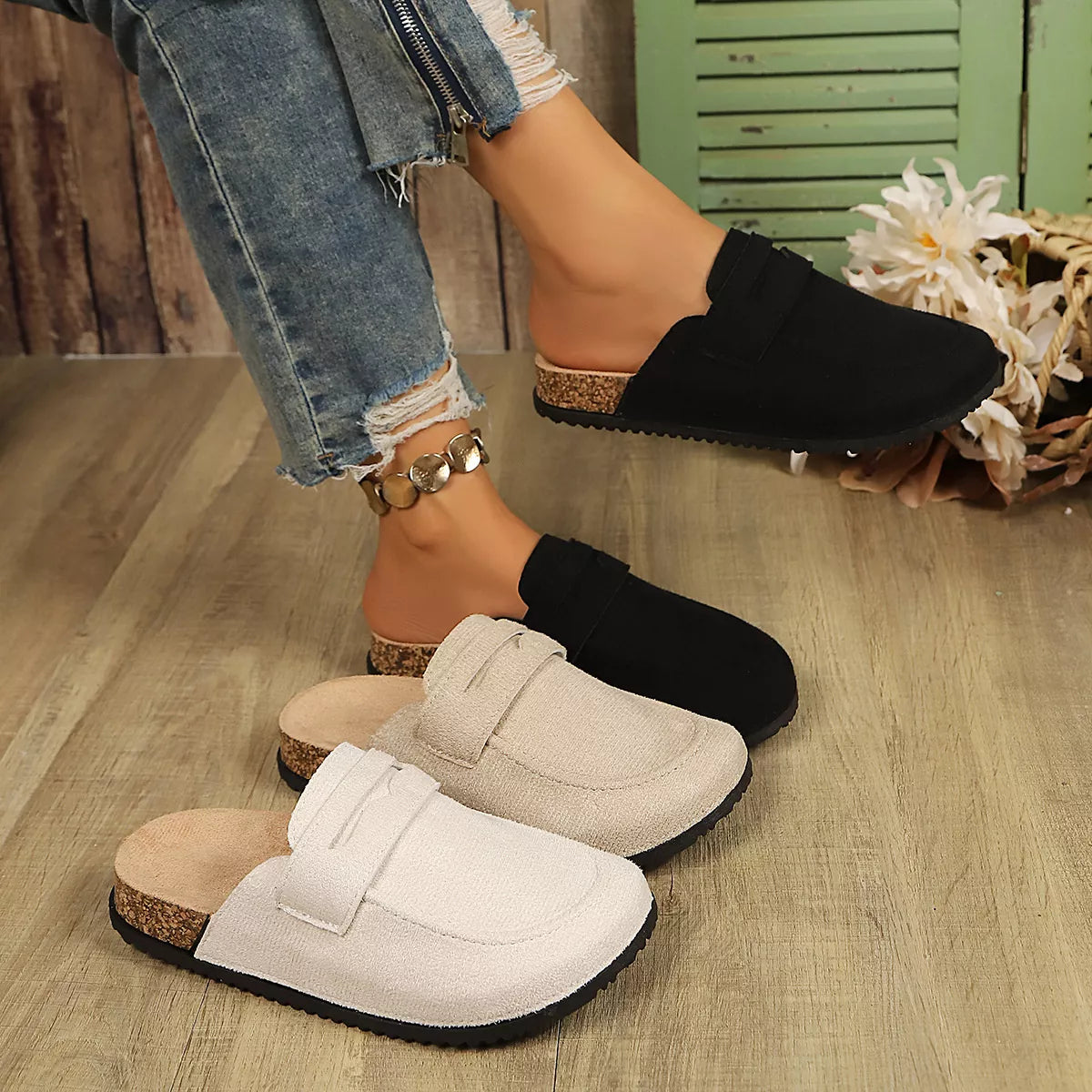 round toe slip-ons – dear monkey | dropsona suede,rubber - neutral - everyday use