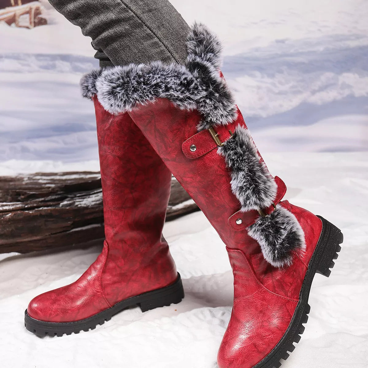 round toe block heel boots – dear monkey | dropsona - neutral - front view