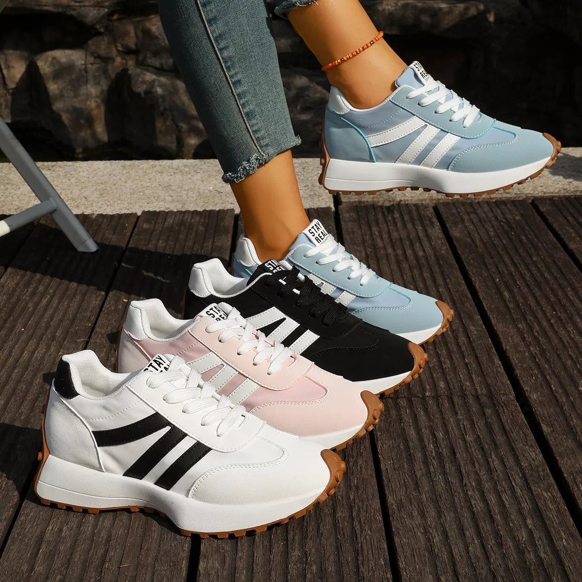 round toe lace up sneakers – modern steps | dropsona - neutral - everyday use